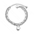 Korean fashion retro titanium steel heartshaped lock doublelayer bracelet wholesale nihaojewelrypicture16