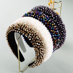 Mode nouveau bandeau baroque pour les femmes couleur cousu à la main en verre perle coiffe éponge bandeau