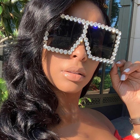 trendy diamond-studded cool big box sunglasses women fashion sunglasses wholesale nihaojewelry's discount tags