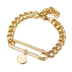 new head pendant paper clip chain bracelet creative metal alloy gold bracelet wholesale nihaojewelry