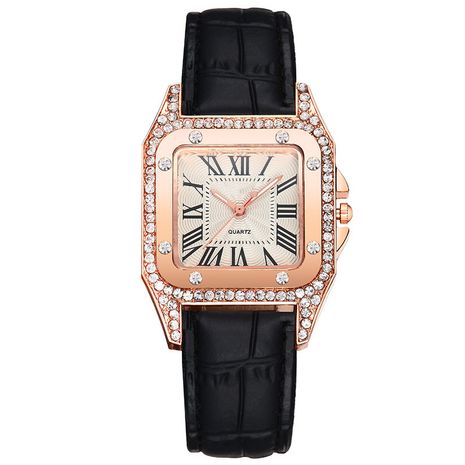 Tendencia de moda Rhinestone Reloj de cuarzo Dial cuadrado Diamante Escala romana Señoras Cinturón Reloj al por mayor nihaojewelry's discount tags