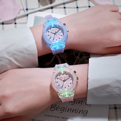 Luminous flashing lights children's watch transparent candy color luminous quartz silicone watch wholesale nihaojewelry