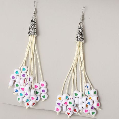 long love beaded tassel earrings for women creative ancient silver needle earrings jewelry's discount tags