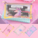 Korean unicorn mesh pencil case color student pencil case cute girl heart tassel storage box wholesale nihaojewelrypicture11