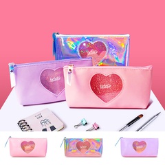 Korean cute transparent pencil case cute girl heart large capacity pencil case portable storage cosmetic bag nihaojewelry