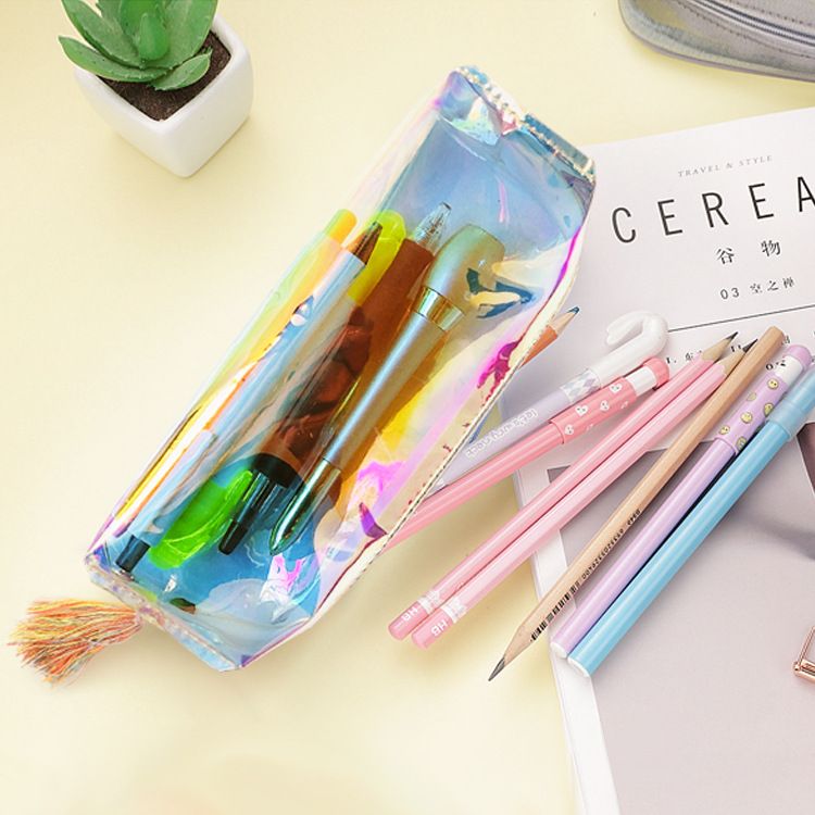 Fashion literary colorful transparent pencil case Korea pencil case school girl gift wholesale nihaojewelry