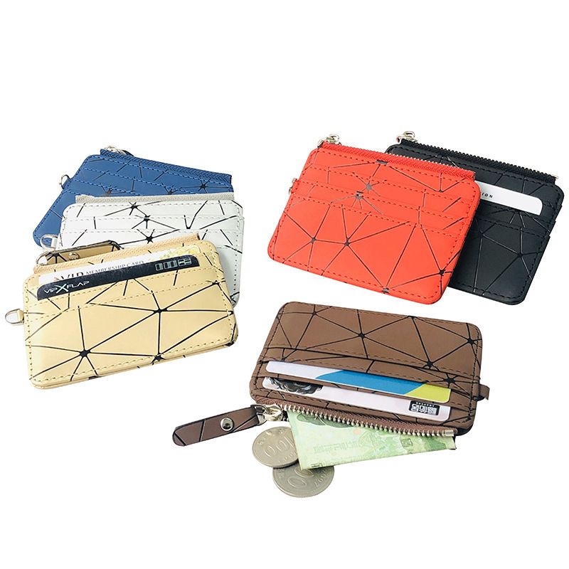 New Korean fashion coin wallet purse checkered coin bag zipper wallet multicard slot short card bag nihaojewelry