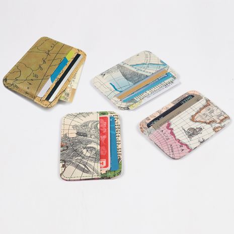 Fashion new card wallet Korean map pattern card holder bank card holder wallet mini coin purse small card holder's discount tags