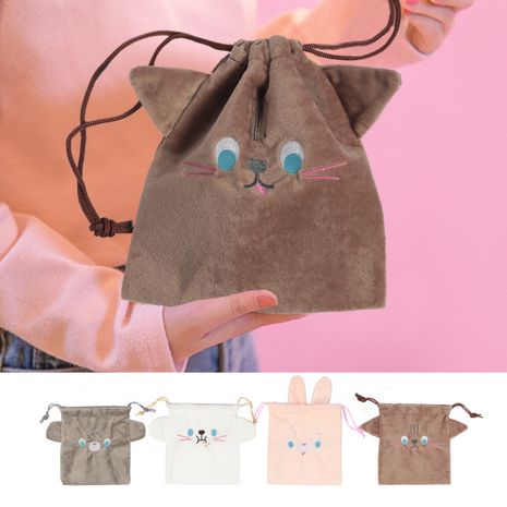 Fashion new Korean animal drawstring bag jewelry drawstring pocket cosmetic bag flannel cute storage bag nihaojewelry's discount tags