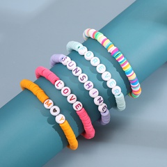 Fashion hot sale rainbow soft ceramic letter beads bracelet handmade fashion trendy vacation beach style bracelet nihaojewelry