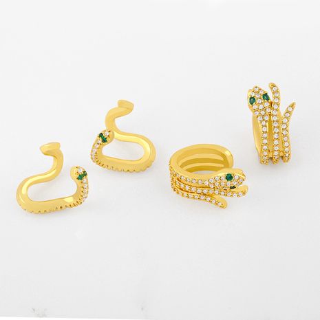 New trendy fashion ear clip snake C-shaped ear bone clip snake  copper earrings nihaojewelry's discount tags