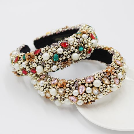 New fashion baroque headband gemstone beaded exquisite hair accessories wild trend headband wholesale nihaojewelry's discount tags