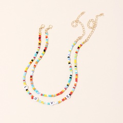 Europäische und amerikanische Mode Retro ethnische Halskette einfache und süße LOVE-Buchstaben Reis perlen Temperament kurze Doppels chicht Halskette weiblich