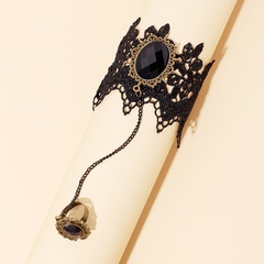 Gothic palace style retro gemstone lace bracelet with ring chain bracelet for women  wholesale nihaojewelry