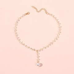 Korean short ladies crystal necklace clavicle chain neck choker tassel pearl pendant wholesale nihaojewelry