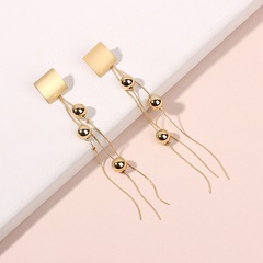 Fashion long metal tassel earrings new fashion lady fashion round bead earrings wholesale nihaojewelry