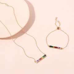 Rainbow Bracelet Necklace Lady Diamond Jewelry Set Exquisite Necklace Retro choker Clavicle Chain wholesale nihaojewelry