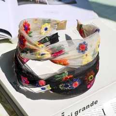 Fashion hair band fairy lace mesh embroidery flower headband  nihaojewelry