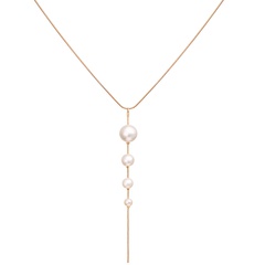 new artificial pearl tassel necklace creative retro simple pearl pendant clavicle chain wholesale nihaojewelry