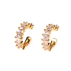 Hot selling new fashion C-shaped non-pierced with zircon inlaid fashion copper women's earrings nihaojewelry