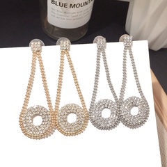 Korean new fashion full diamond  trend circle wild classic alloy earrings for women nihaojewelry