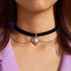 Grenz überschreitende neue Produkt accessoires, zwei schicht ige Choker-Halskette, einfaches kurzes Halsband, koreanische Samt liebe, Mori-Schlüsselbein kette