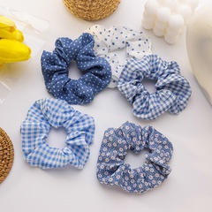 blue tie hair rope sweet floral polka dot hair band scrunchies wholesale nihaojewelry
