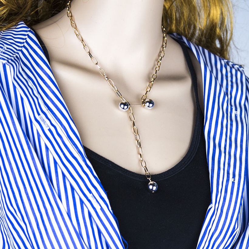 Bijoux Fantaisie Colliers | Collier De PerlesDouble Boule Simple En Mtal De Mode En Gros Nihaojewelry - YZ89489