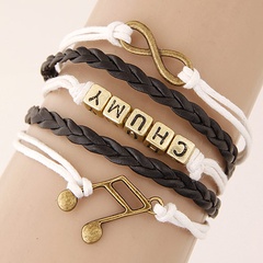 rétro créatif 8 lettre note combinaison alliage fait main multi-couche tressé bracelet en gros nihaojewelry