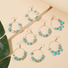 geometric round pearl stone beaded earrings trend creative crystal handmade earrings jewelry wholesale nihaojewelry