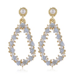 925 silver pin high quality fashion metal crystal geometric irregular shape earrings  wholesale nihaojewelry
