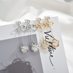 925 Silver Needle Korean Bow Opal Earrings Simple All-Match Fashionmonger Eardrops Long Elegant Earrings Female 2020