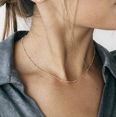 collier sexy simple clip chaîne à billes chaîne de clavicule courte cuivre perle clip collier de perles en gros nihaojewelry
