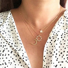 bijoux de mode nouvelle créative diamant creux soleil étoile lune pendentif collier en gros nihaojewelry