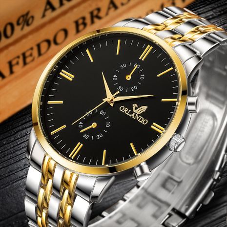 Simple scale men's business gift watch gold alloy steel belt watch wholesale nihaojewelry's discount tags