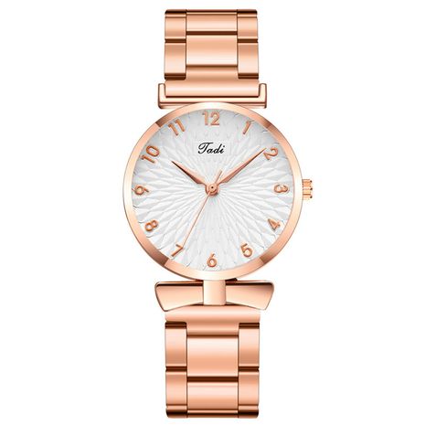 Moda simple dama digital señoras reloj de cuarzo correa de acero de oro rosa reloj de señoras al por mayor nihaojewelry's discount tags