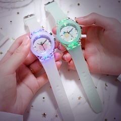 Montre pour enfants montre étudiante lumineuse tendance coréenne simple montre à quartz en silicone en gros nihaojewelry