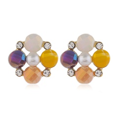 925 silver pin high quality fashion metal simple flash diamond pearl earrings wholesale nihaojewelry