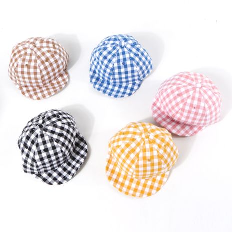 Children's hat summer sunscreen plaid cap baby thin section soft-brimmed hat Korean baseball cap wholesale nihaojewelry's discount tags