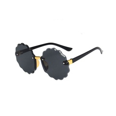 Round wave flower sunglasses frameless trim new fashion colorful sunglasses wholesale nihaojewelry