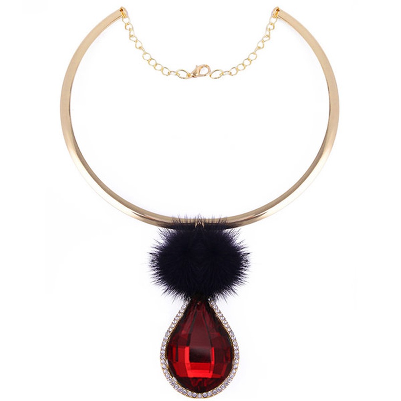 Bijoux Fantaisie Colliers | Mode Boule De Cheveux En Mtal Goutte D39eau Collier De Gemme En Gros Nihaojewelry - EJ46432