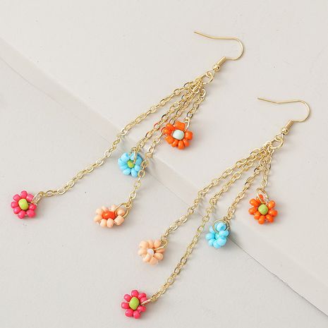 long hand-woven flower rice beads tassel earrings trend exaggerated earrings jewelry's discount tags
