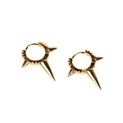 new trend punk ear buckle copper plated real gold round bead rivet earrings wholesale nihaojewelry