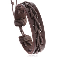 Hot sale men's retro cowhide wax thread new woven bracelet leather jewelry wholesale nihaojewelry