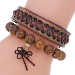 Nouveau vintage vieux bricolage combinaison de perles en bois ensemble bracelet pour hommes en gros nihaojewelry