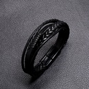 Bracelet en cuir  boucle magntique en alliage multicouche simple en cuir tiss  la main pour hommes rtro nihaojewelrypicture12