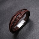 Bracelet en cuir  boucle magntique en alliage multicouche simple en cuir tiss  la main pour hommes rtro nihaojewelrypicture13