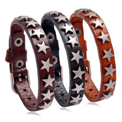 Punk fashion Retro Star-shaped alloy Leather Bracelet Accessories Jewelry nihaojewelry