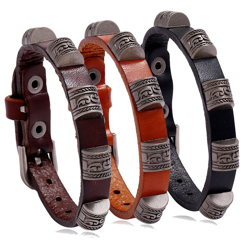 Vente chaude punk rtro accessoires simples et polyvalents pour tudiants bracelet en cuir de vache rglable nihaojewelry