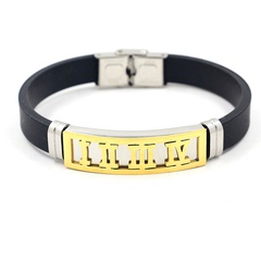 Fashion Stainless Steel Silicone Wristband Numerals Titanium Steel Silicone Bracelet wholesale nihaojewelry